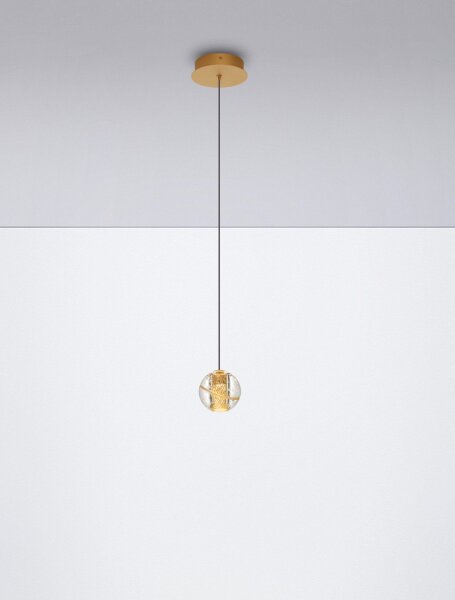 LED Pendelleuchte rund Ø 12 cm in Gold Schwarz warmweiß