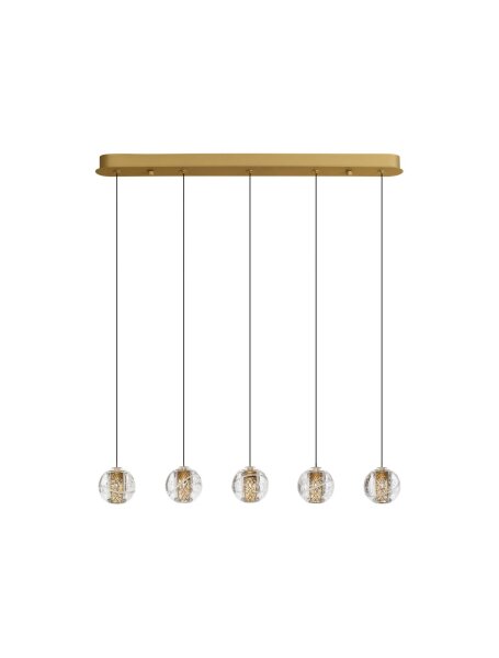 LED Hängelampe in Schwarz Gold 84 cm lang dimmbar Kugel KODA