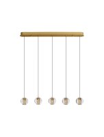 LED H&auml;ngelampe in Schwarz Gold 84 cm lang dimmbar...