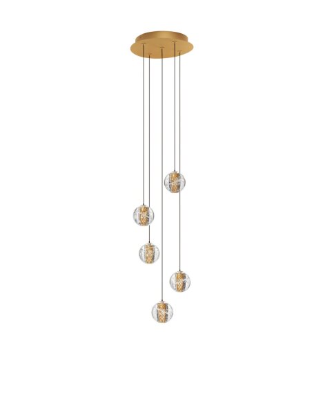 LED Hängeleuchte in Gold Schwarz 31 cm breit dimmbar Kugel