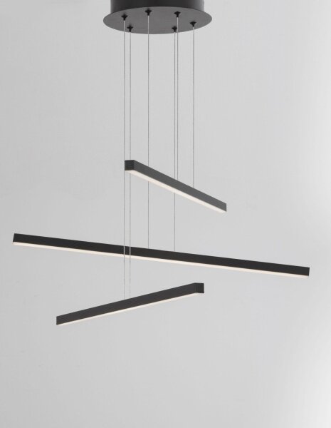 LED Pendelleuchte 55 cm breit Schwarz höhenverstellbar