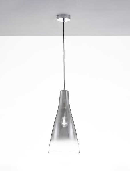 Pendelleuchte E27 23 cm breit in Chrom Grau höhenverstellbar