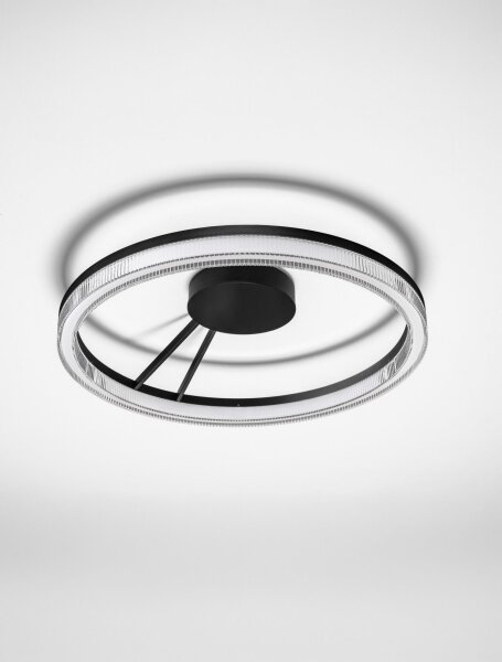 LED Deckenlampe Ring Ø 60 cm Schwarz dimmbar warmweiß Modern