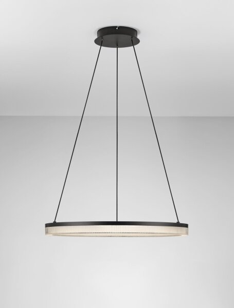 LED Pendelleuchte Schwarz Ø 60 cm dimmbar Ring warmweiß