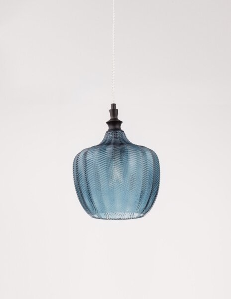 Pendelleuchte E27 Ø 24 cm Schwarz Blau höhenverstellbar
