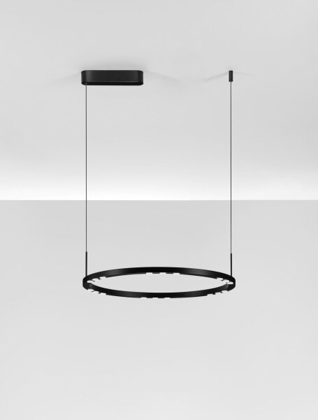 LED Pendelleuchte rund Ø 60 cm Schwarz dimmbar 6 flammig