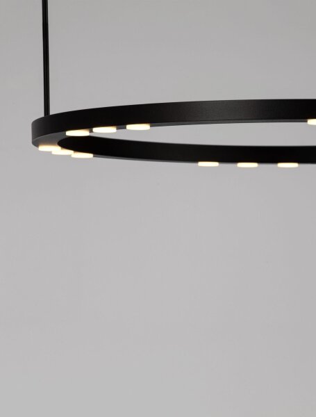 LED Pendelleuchte rund Ø 60 cm Schwarz dimmbar 6 flammig