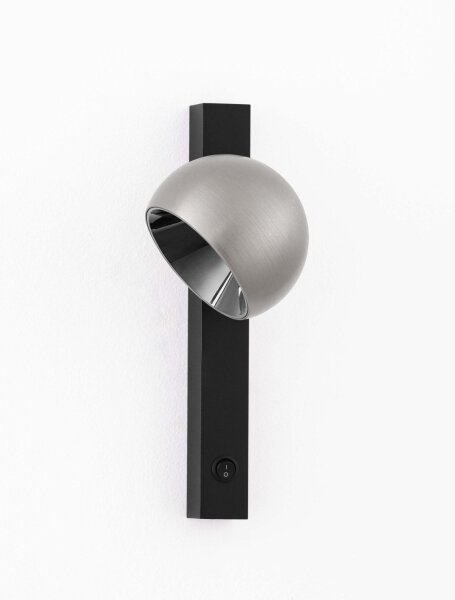 LED Wandlampe rund 26 cm breit in Schwarz Nickel warmweiß