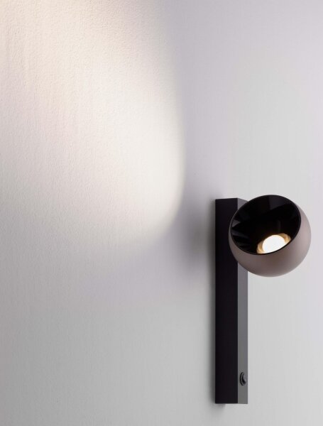 LED Wandleuchte in Schwarz Champagner 26 cm breit rund Kugel