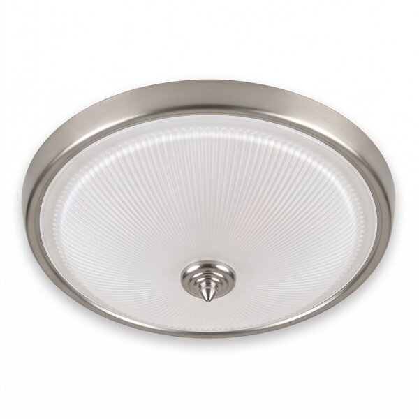 Plafonnier Blanc Rond Verre strié Ø38cm ELENI