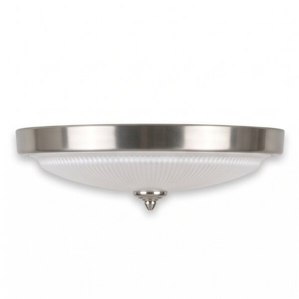 Plafonnier Blanc Rond Verre strié Ø38cm ELENI