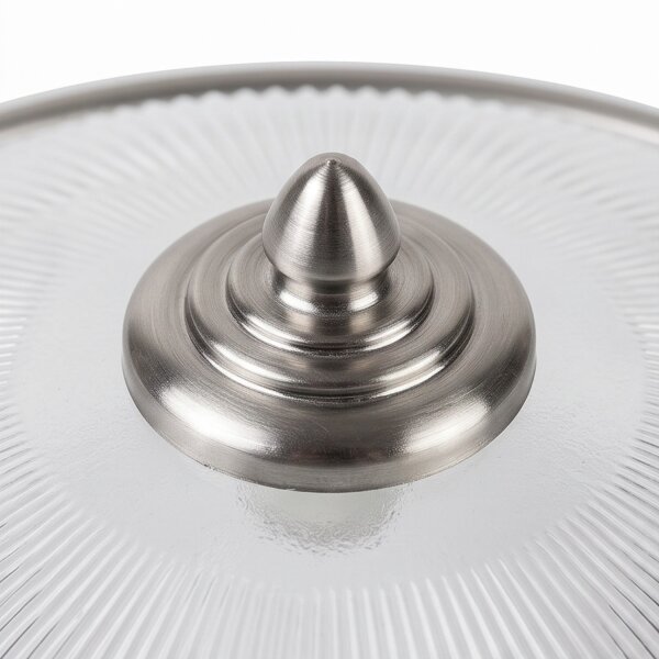 Plafonnier Blanc Rond Verre strié Ø38cm ELENI
