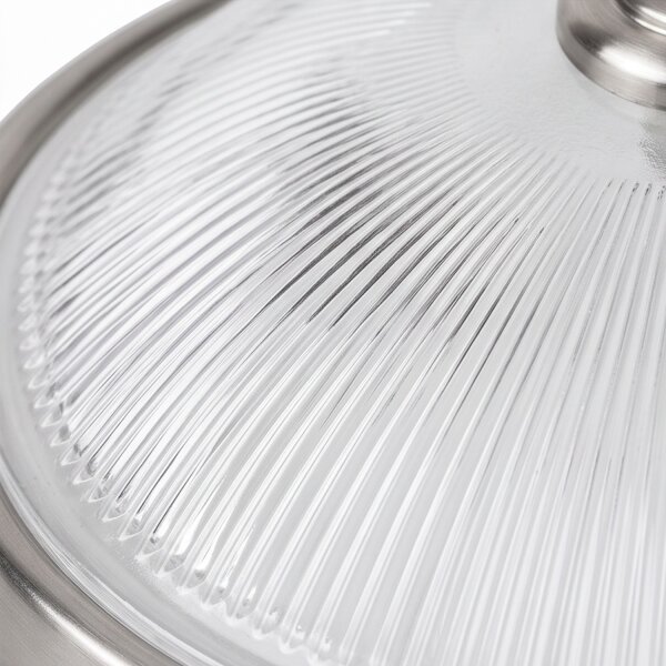 Plafonnier Blanc Rond Verre strié Ø38cm ELENI