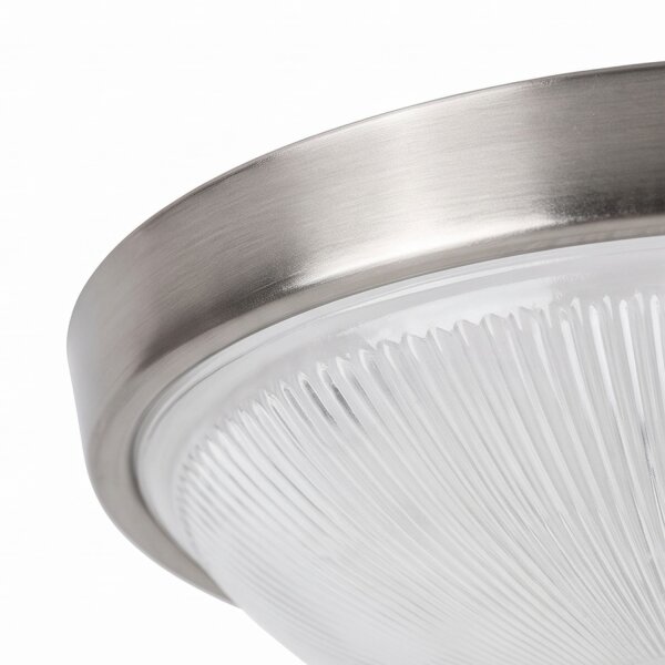 Plafonnier Blanc Rond Verre strié Ø38cm ELENI