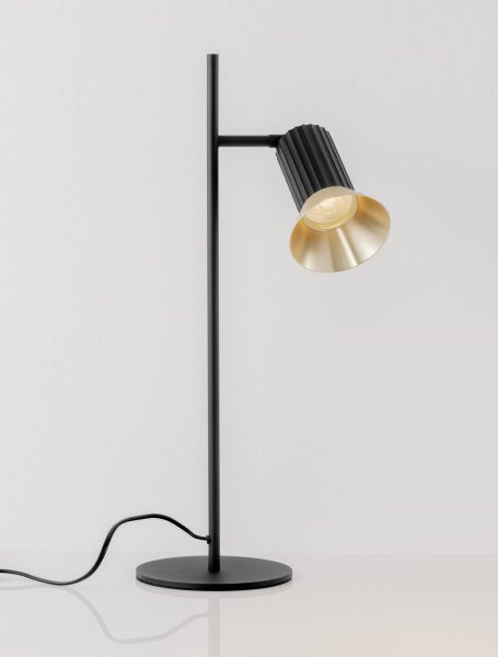 Tischleuchte GU10 schwenkbar 50 cm in Schwarz Gold Aluminium