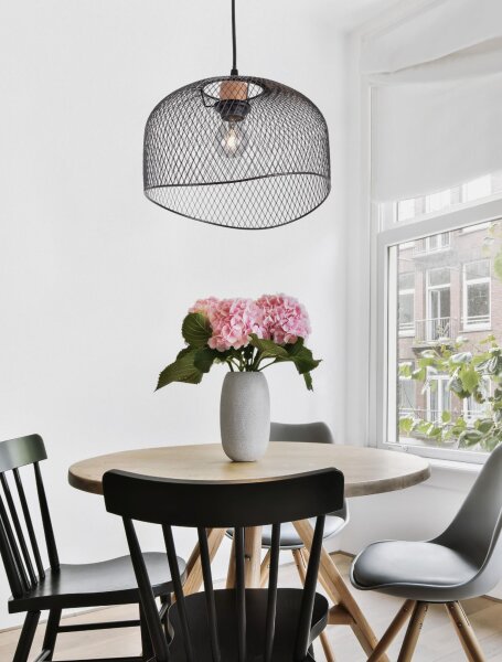 Pendelleuchte rund E27 Ø 30 cm Schwarz höhenverstellbar