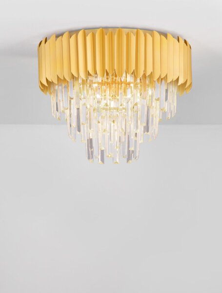 Deckenlampe in Gold Ø 50 cm E14 Klassisch Kristall 6 flammig