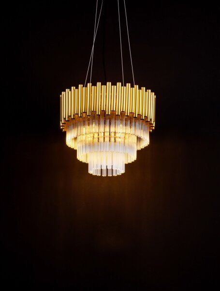 Pendelleuchte Kristall E14 in Gold Ø 39 cm Klassisch