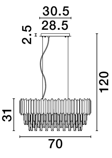 Hängelampe E14 70 cm lang in Chrom höhenverstellbar Kristall