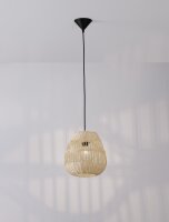 Hängelampe Schwarz Beige Ø 27 cm E27 Rattan...
