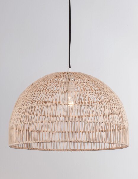Hängelampe Schwarz Beige Ø 40 cm E27 Rattan Metall rund