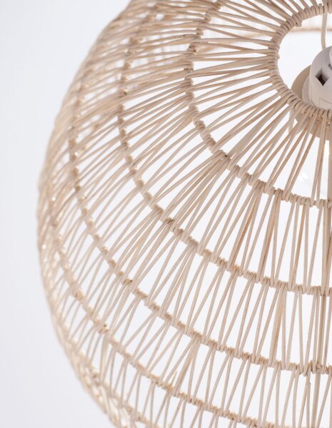 Hängelampe Schwarz Beige Ø 40 cm E27 Rattan Metall rund
