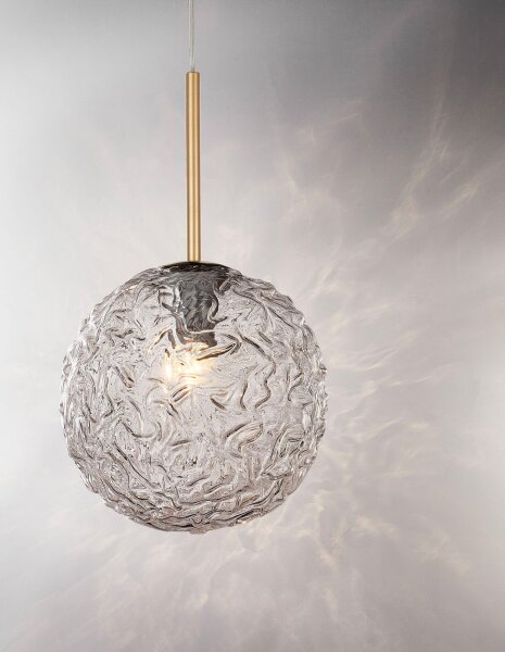 Hängelampe Vintage in Gold Ø 30 cm G9 Klarglas Metall rund