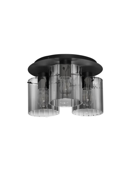 Deckenlampe E27 Ø 37 cm Schwarz Grau Retro Rauchglas MADDOX