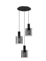 Pendelleuchte Rauchglas E27 Schwarz Grau 45 cm breit Retro