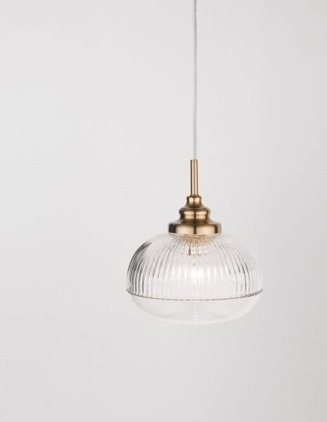 Hängelampe Vintage in Gold Ø 18 cm E14 Klarglas Metall