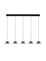 LED H&auml;ngelampe in Schwarz Gold 132 cm lang dimmbar 5...