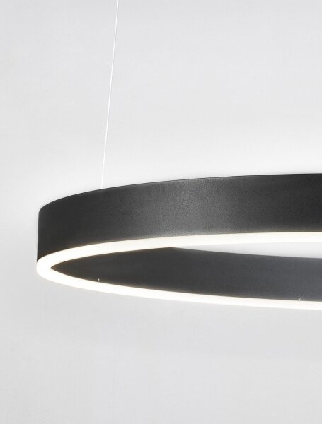 LED Kronleuchter Ring Ø 80 cm Schwarz dimmbar Farbwechsel