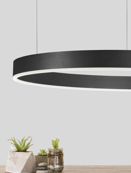 LED Kronleuchter Ring Ø 80 cm Schwarz dimmbar Farbwechsel