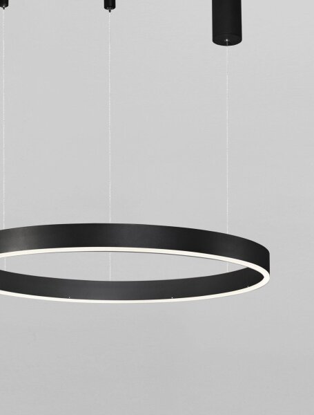LED Pendelleuchte Schwarz Ø 60 cm dimmbar Ring CCT Aluminium