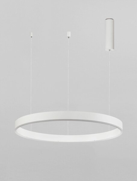 LED Hängeleuchte Weiß Ø 60 cm dimmbar höhenverstellbar Ring