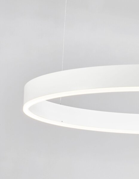 Runde LED Hängeleuchte Weiß Ø 80 cm dimmbar Ring warmweiß