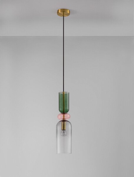 Pendelleuchte schmal E14 10,8 cm breit in Gold Grau Grün