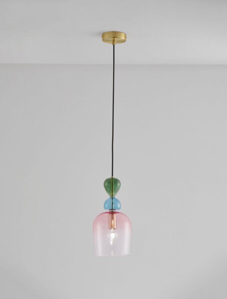 Hängeleuchte in Gold Rosé Grün 15,7 cm breit E14 Kunstvoll