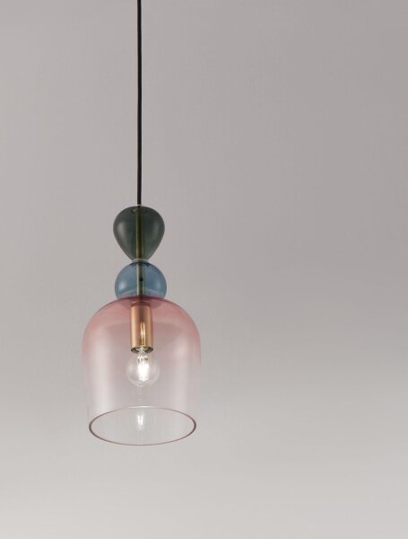 Hängeleuchte in Gold Rosé Grün 15,7 cm breit E14 Kunstvoll