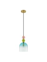 Pendelleuchte Glas Metall E14 in Gold Blau Rosé 16...