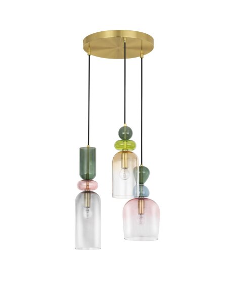 Hängelampe E14 42 cm breit in Gold Bunt höhenverstellbar