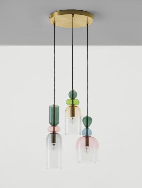 Hängelampe E14 42 cm breit in Gold Bunt höhenverstellbar