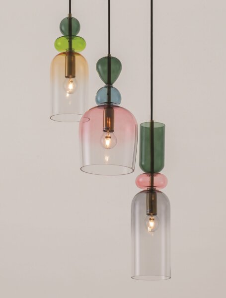 Hängelampe E14 42 cm breit in Gold Bunt höhenverstellbar