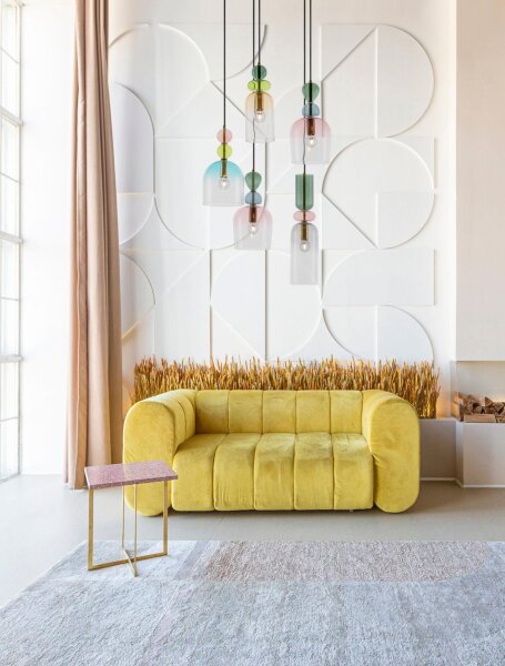 Hängeleuchte 52 cm breit E14 in Gold Bunt höhenverstellbar