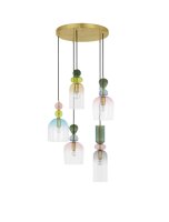 H&auml;ngeleuchte 52 cm breit E14 in Gold Bunt...