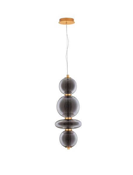 LED Pendelleuchte rund Ø 26 cm in Gold Grau höhenverstellbar