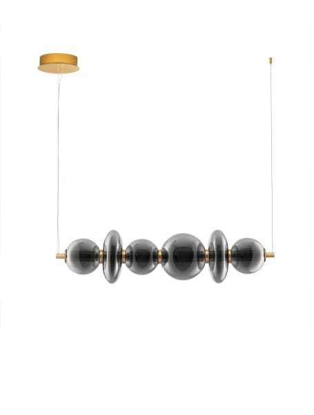 LED Hängelampe in Gold Grau dimmbar Rauchglas 6 flammig