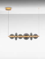 LED Hängelampe in Gold Grau dimmbar Rauchglas 6 flammig