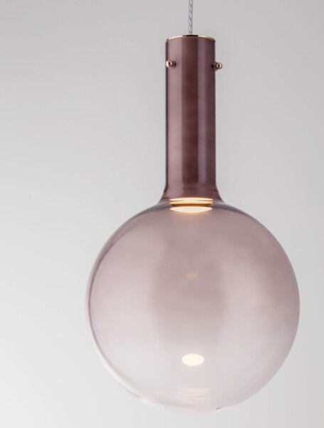 LED Pendelleuchte rund Ø 25 cm Weiß Braun dimmbar warmweiß