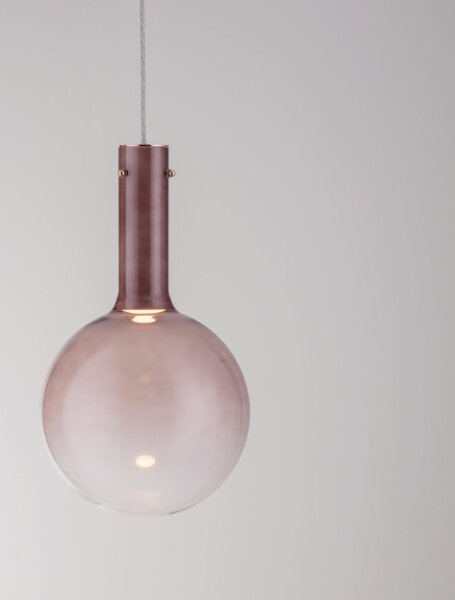 LED Pendelleuchte rund Ø 25 cm Weiß Braun dimmbar warmweiß